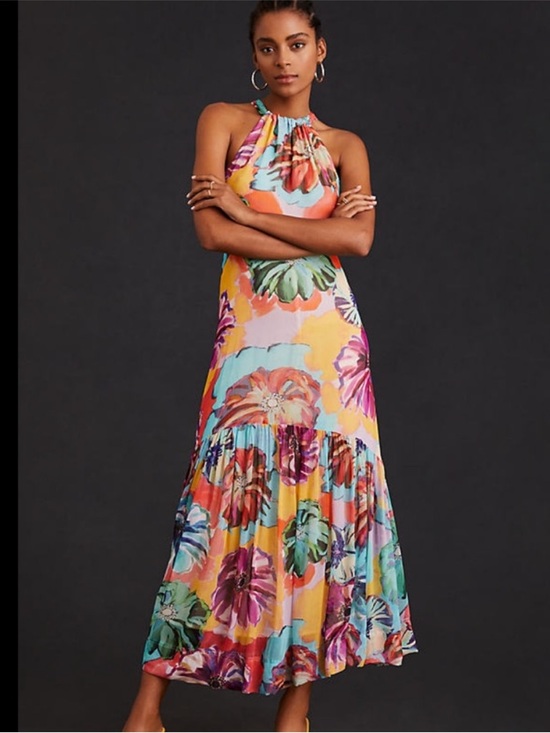 Maeve Dresses & Skirts - Anthropologie Maeve Floral Halter Maxi Dress Size Medium Resort